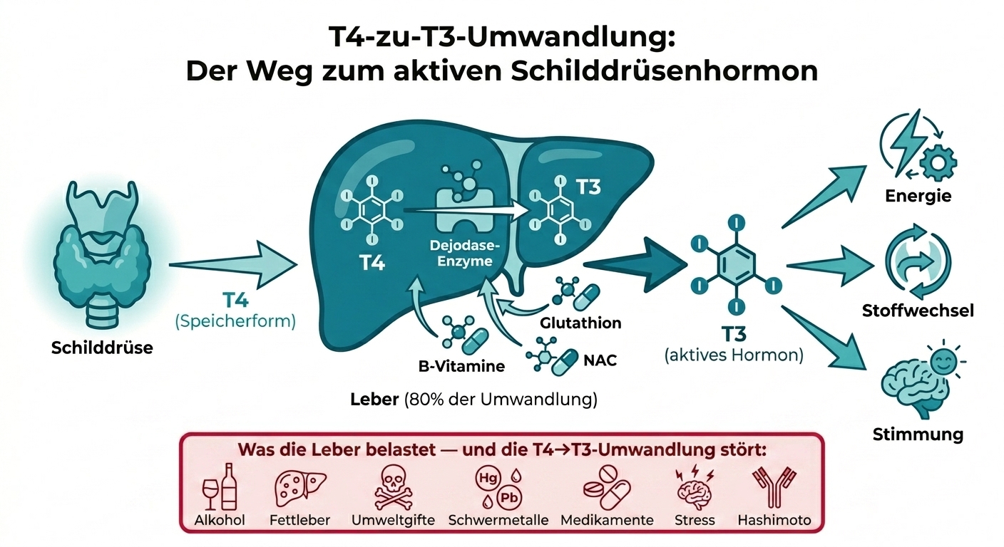 T4-zu-T3-Umwandlung in der Leber